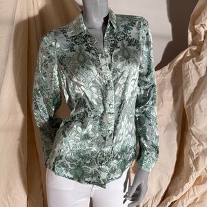 Alice + Olivia Green Patterned Button Down Shirt